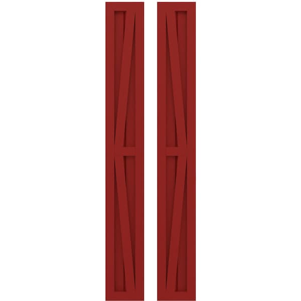 Ekena Millwork Americraft 2-Board Wood 2 Equal Panel Frmd Board-n-Batten Shutters w/Dbl Z-Bar, ARW102BF207X41BRH, PR ARW102BF207X41BRH - main